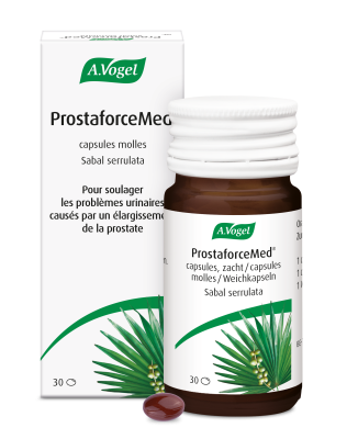 Emballage de ProstaforceMed, médicament traditionnel à base de plantes pour troubles urinaires liés à l’hypertrophie bénigne de la prostate