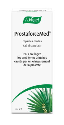 Emballage de ProstaforceMed, médicament traditionnel à base de plantes pour troubles urinaires liés à l’hypertrophie bénigne de la prostate