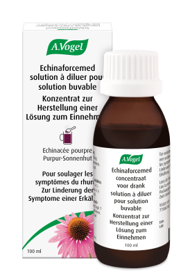 Flacon d’Echinaforcemed solution à diluer, médicament traditionnel contre le rhume