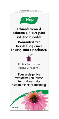 Flacon d’Echinaforcemed solution à diluer, médicament traditionnel contre le rhume