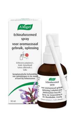 Flacon van Echinaforcemed Spray – traditioneel kruidengeneesmiddel voor mond en keel