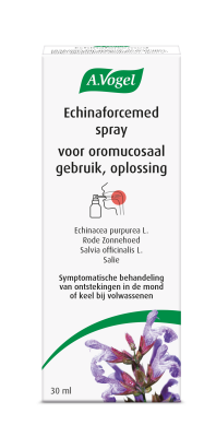 Flacon van Echinaforcemed Spray – traditioneel kruidengeneesmiddel voor mond en keel