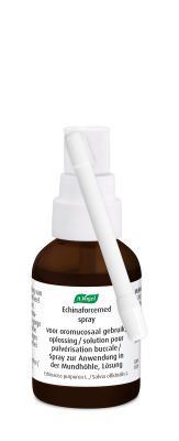 Flacon van Echinaforcemed Spray – traditioneel kruidengeneesmiddel voor mond en keel