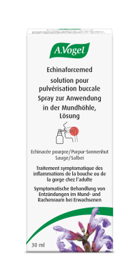 Flacon d’Echinaforcemed Spray – médicament traditionnel pour la gorge et la bouche